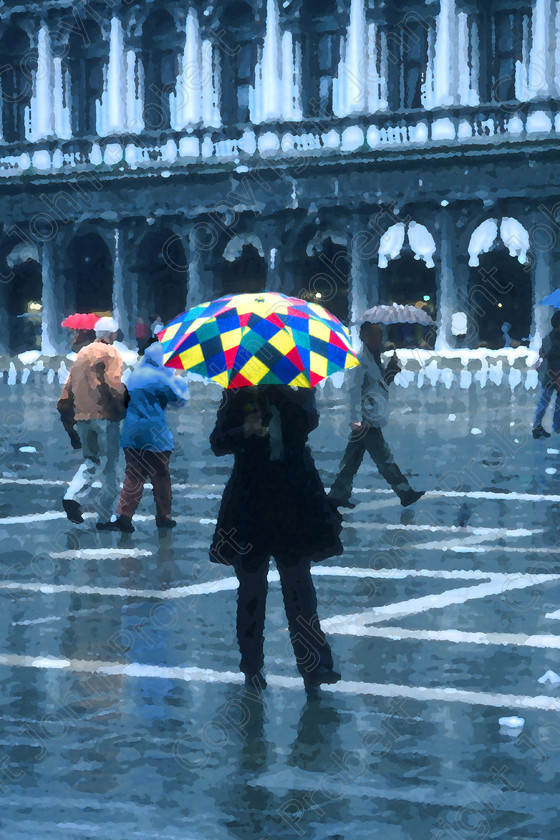 Colours in the Rain 
 Venice, Italy 1998 (partial Watercolour effect)
