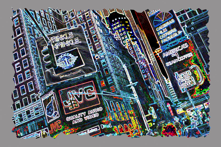 NYC Times Square on a Bad Day 
 New York City, USA 1994. Stylized filter effect
